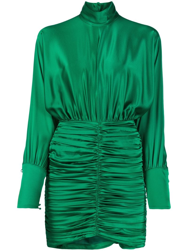Retroféte Gathered Fitted Dress In Green