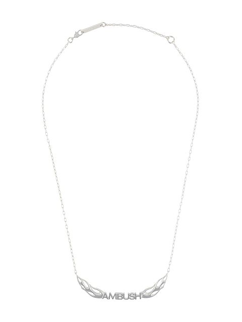 AMBUSH sterling silver flames logo necklace