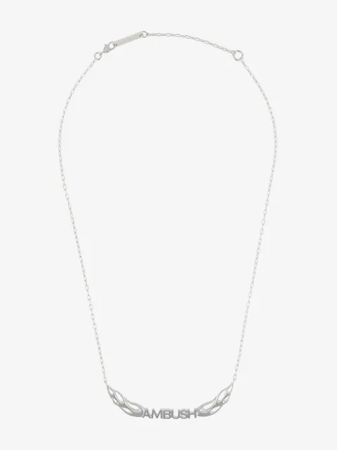 AMBUSH sterling silver flames logo necklace