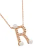 Dana Rebecca Designs R initial diamond pearl necklace