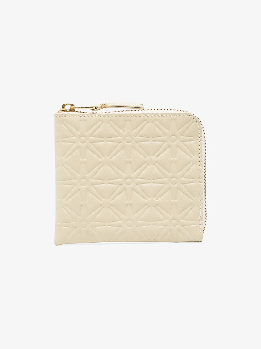 Comme Des Garçons White Zip-around Embossed Star Leather Wallet In White