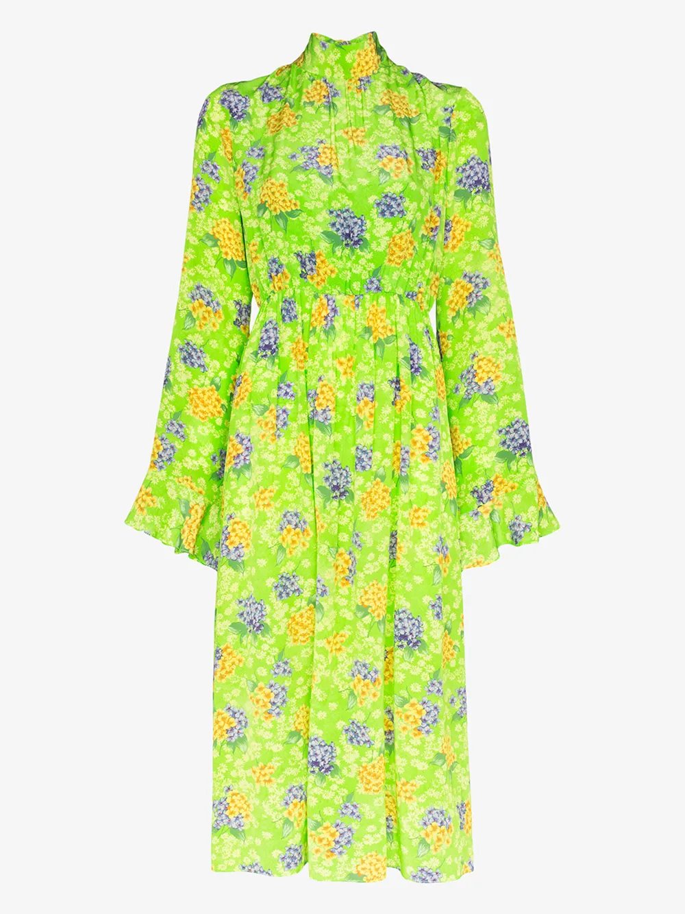 LES RÊVERIES HYACINTH SILK RUFFLE MIDI DRESS,REVSS20W01314770934