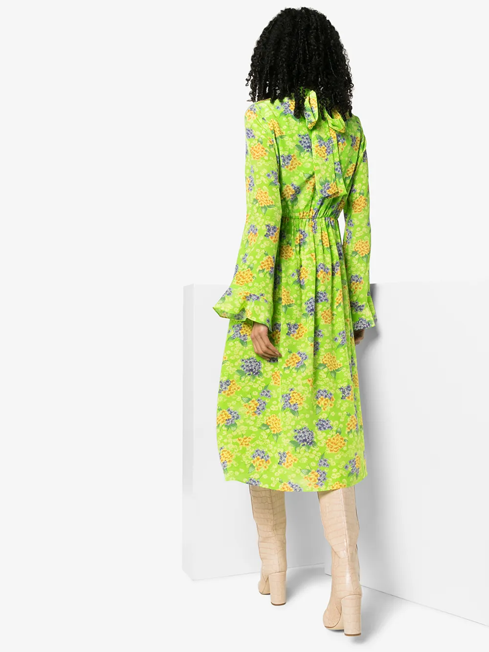 LES RÊVERIES HYACINTH SILK RUFFLE MIDI DRESS,REVSS20W01314770934