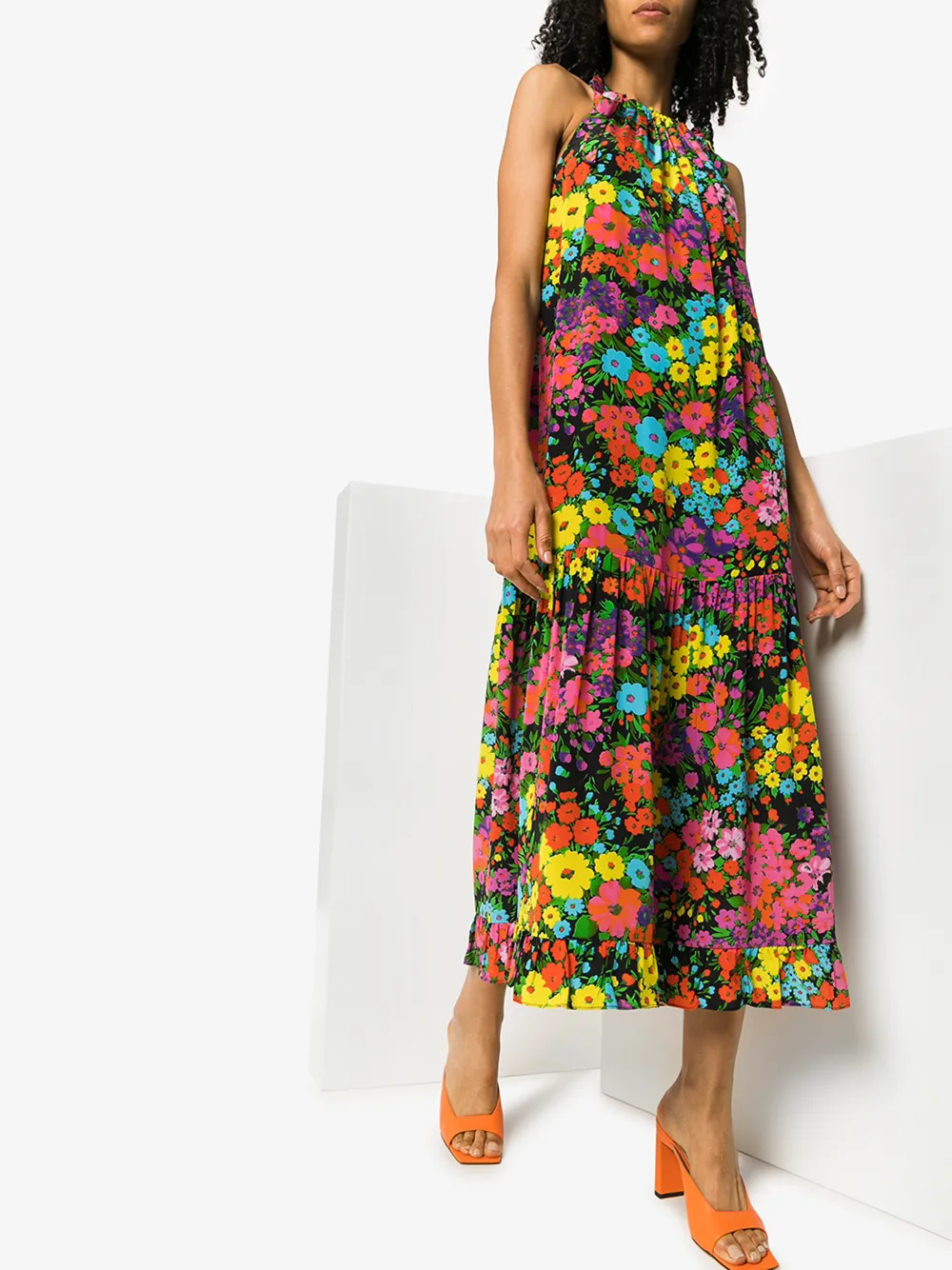LES RÊVERIES KALEIDOSCOPE GARDEN SILK MIDI DRESS,REVSS20W015CDC14771022