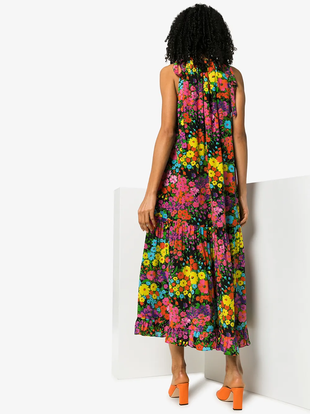 LES RÊVERIES KALEIDOSCOPE GARDEN SILK MIDI DRESS,REVSS20W015CDC14771022