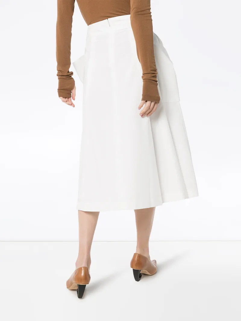 low classic 口袋细节褶饰半身裙 in white | modesens