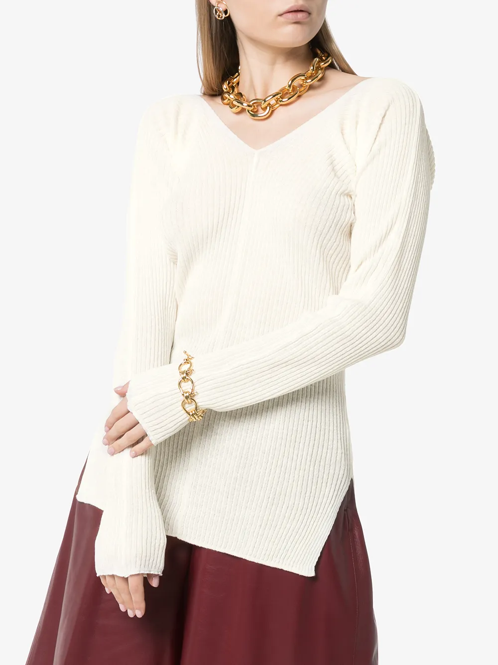 фото Low classic v-neck ribbed knit jumper