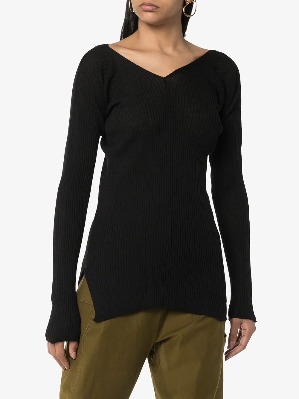 фото Low classic v-neck ribbed-knit top