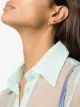 Image 2 of Alison Lou 14kt gold emerald "E" Enamel round stud