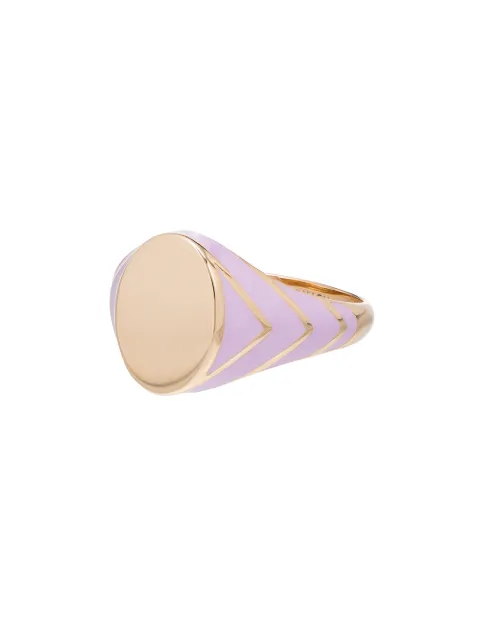 Alison Lou 14kt yellow gold lilac stripe signet ring