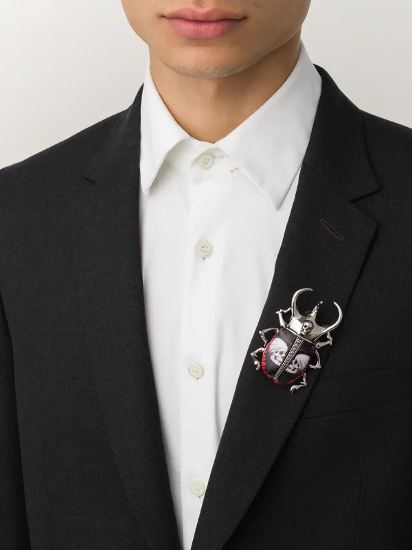 Alexander McQueen ブローチ McQueen Crystal-Embellished Dragonfly Double Pin Brooch