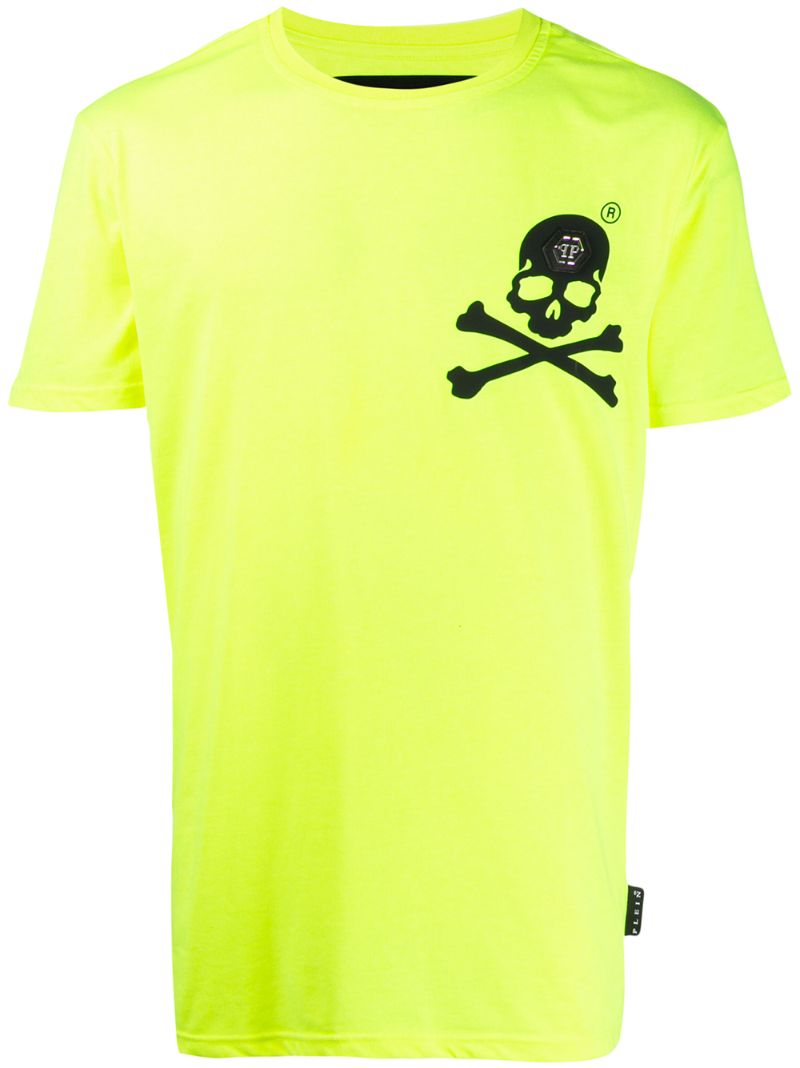 Philipp Plein Boxy Fit Skull Print T-shirt In Yellow