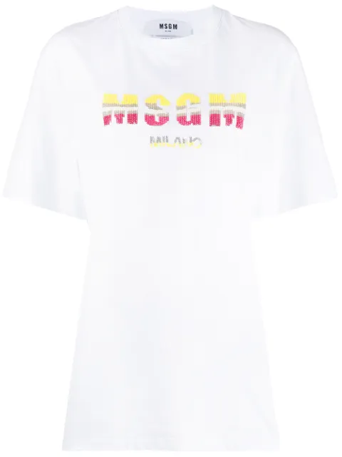 MSGM sequin embroidered logo T-shirt