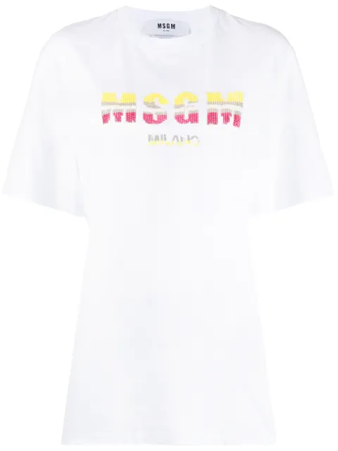 MSGM sequin embroidered logo T-shirt