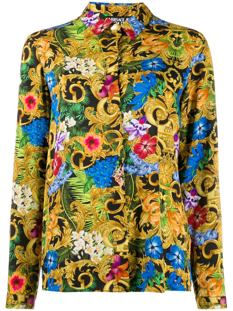 Shop Versace Jeans Couture Baroque Floral-print Shirt In Black