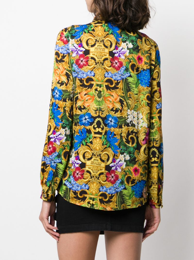 Shop Versace Jeans Couture Baroque Floral-print Shirt In Black