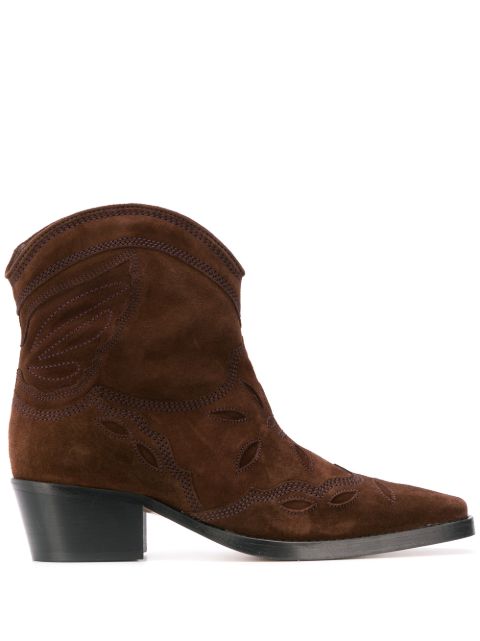 ganni western suede ankle boots