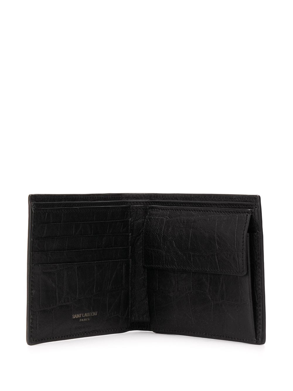 Shop Saint Laurent Wrinkled-effect Bi-fold Wallet In Black