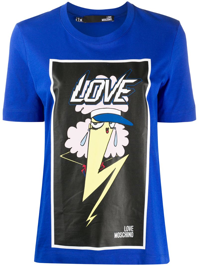 Love Moschino Graphic Print T-shirt In Blue