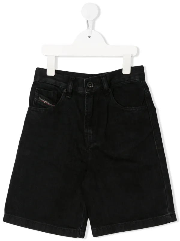 black knee length denim shorts