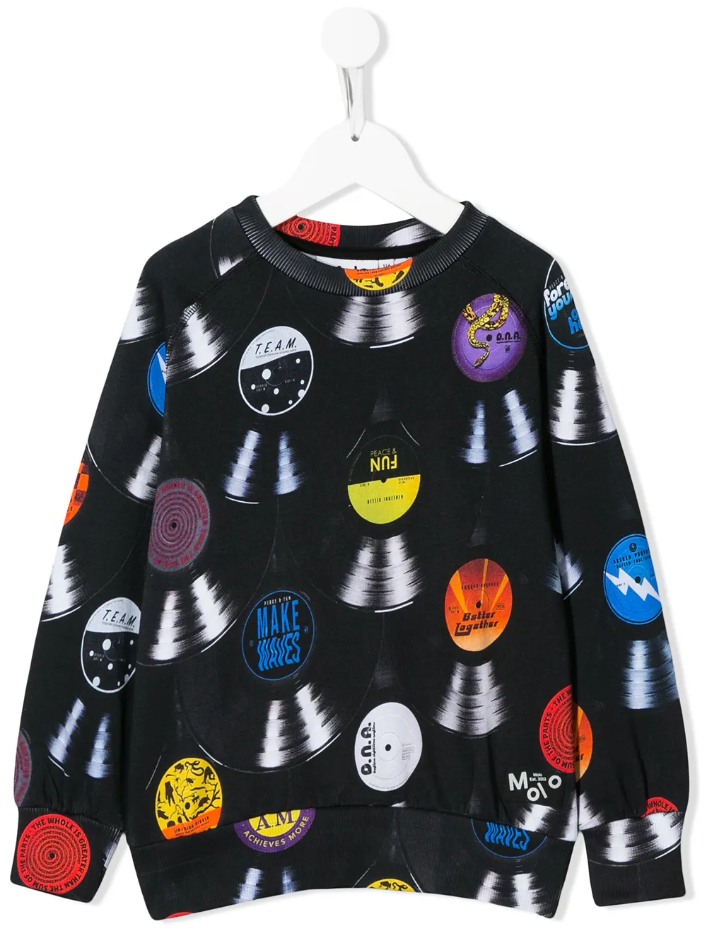 Molo Kids' Records Print Sweatshirt In Black