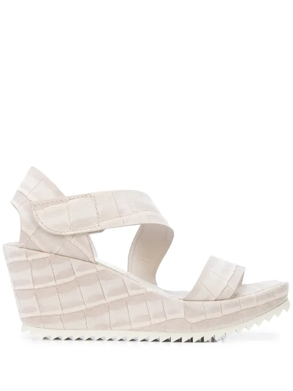 white strappy wedge heels