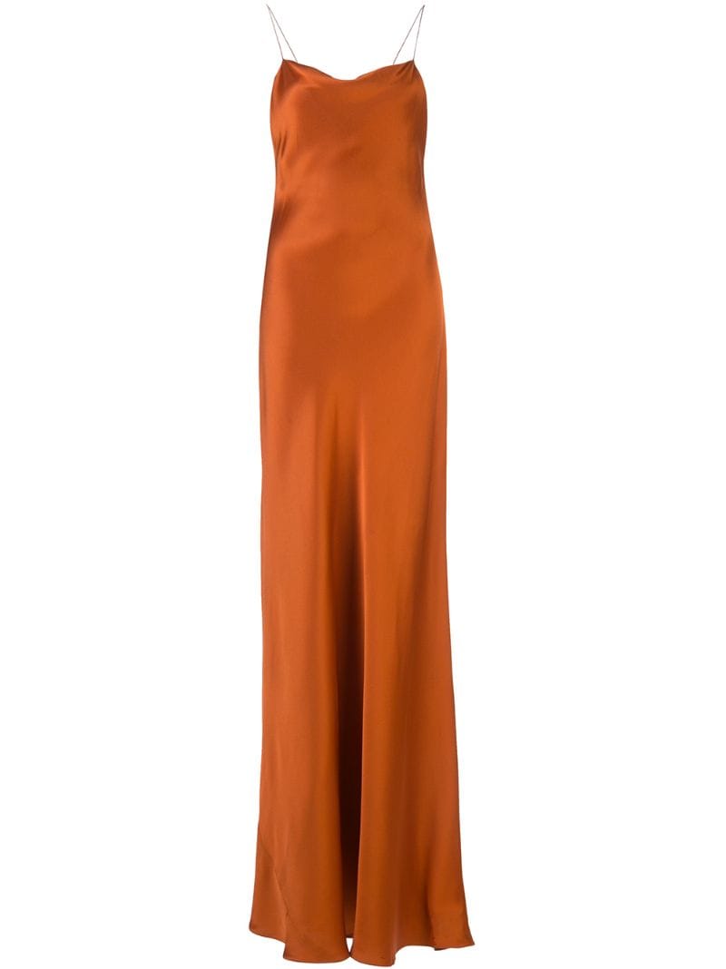 Rosetta Getty Bias Camisole Gown In Orange