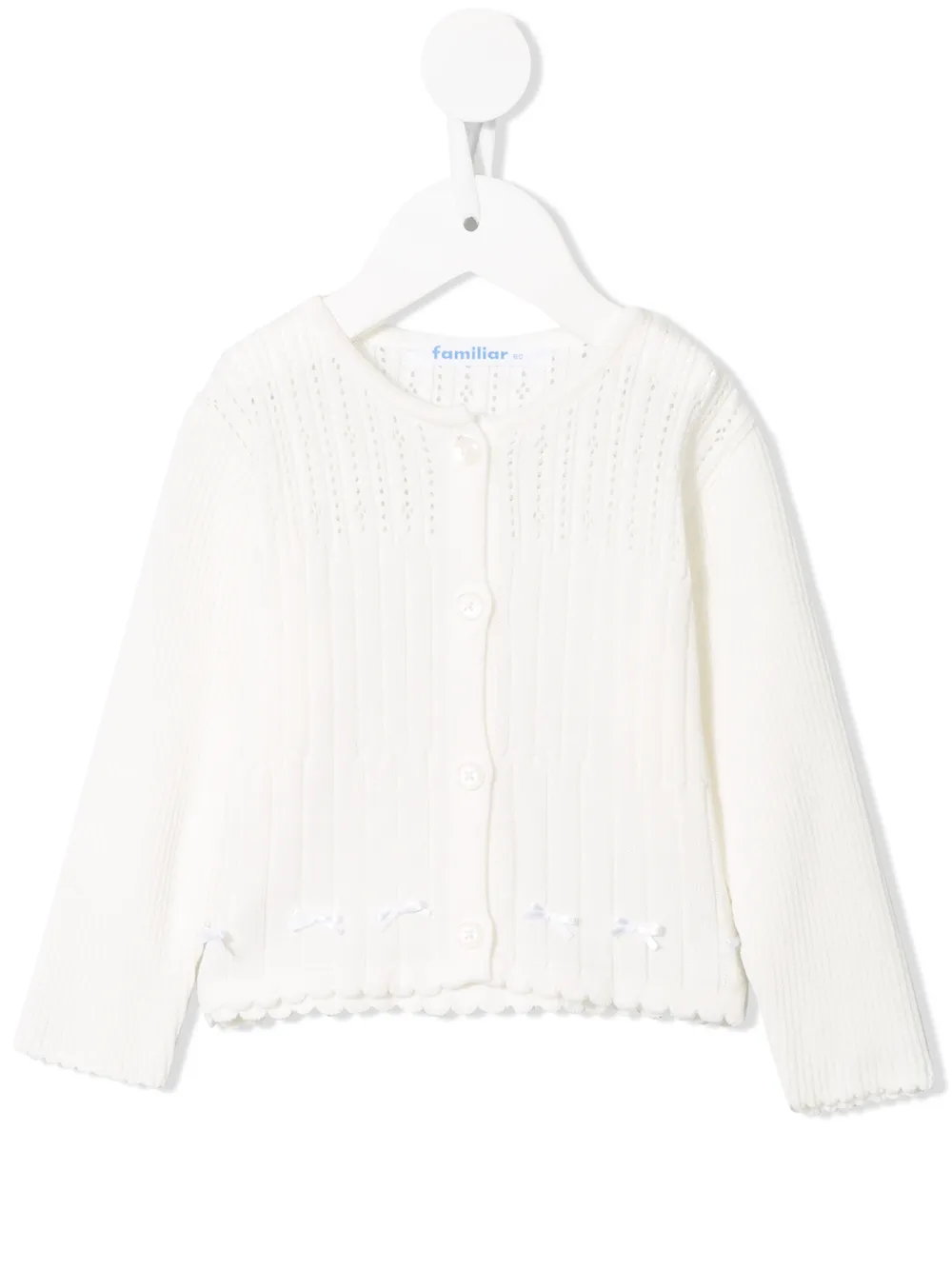 

Familiar ribbed long sleeve cardigan - White