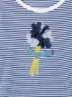 Familiar flower appliqué striped T-shirt