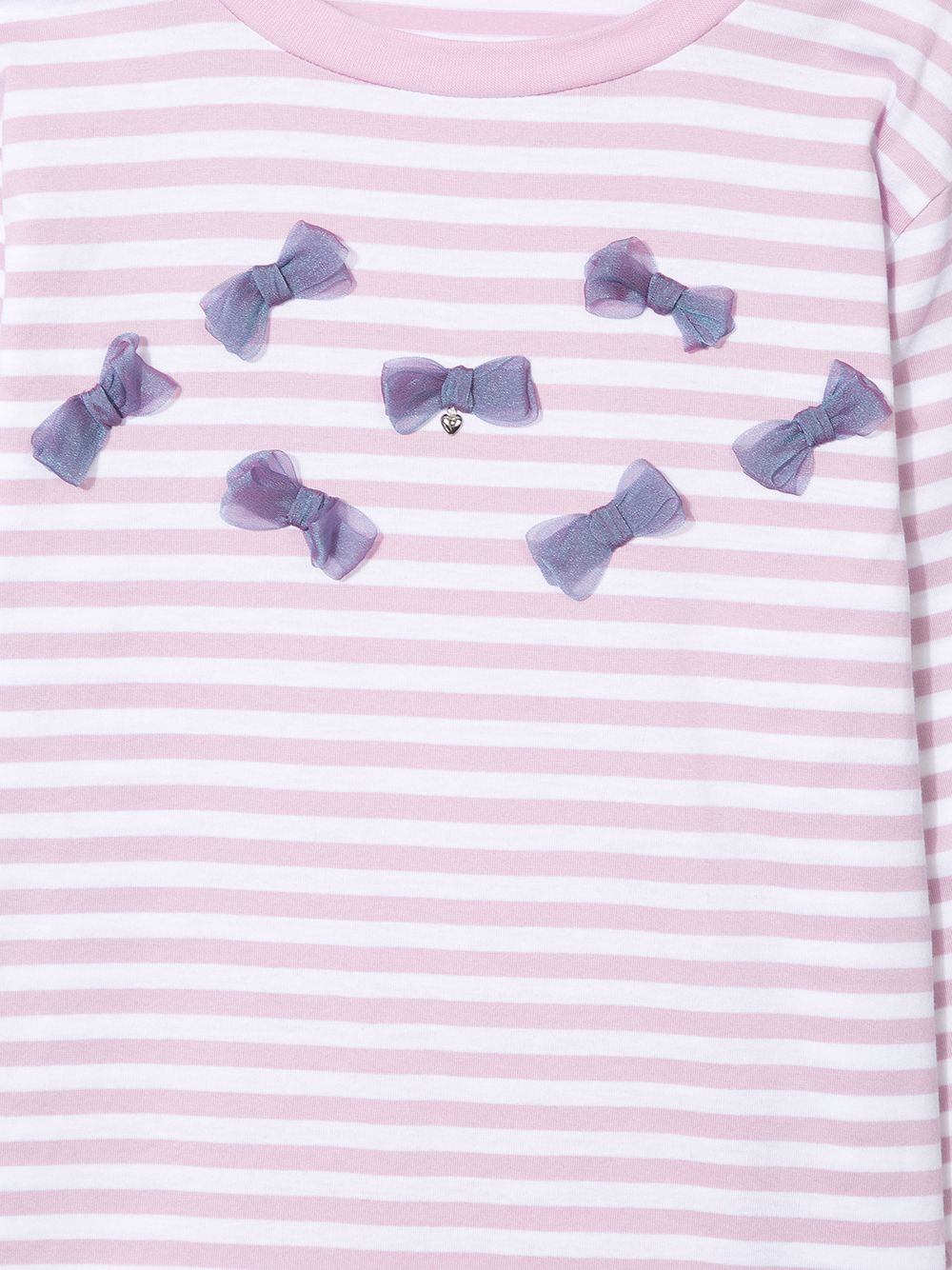 Shop Familiar Long Sleeve Striped Bow Detail Top In Pink