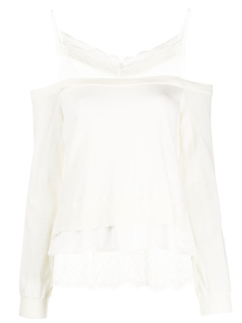 Twinset Layered Cold-shoulder Top In White