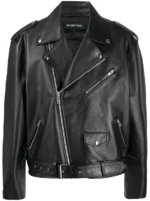 Balenciaga Crinkled Leather Jacket  Black  Editorialist