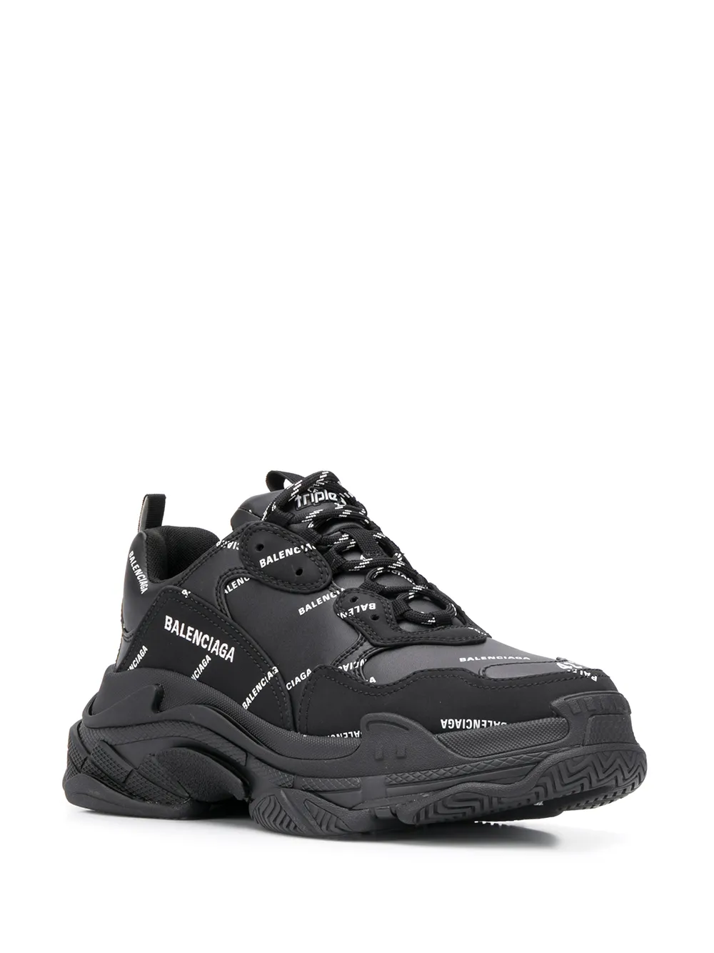 balenciaga triple s black allover logo