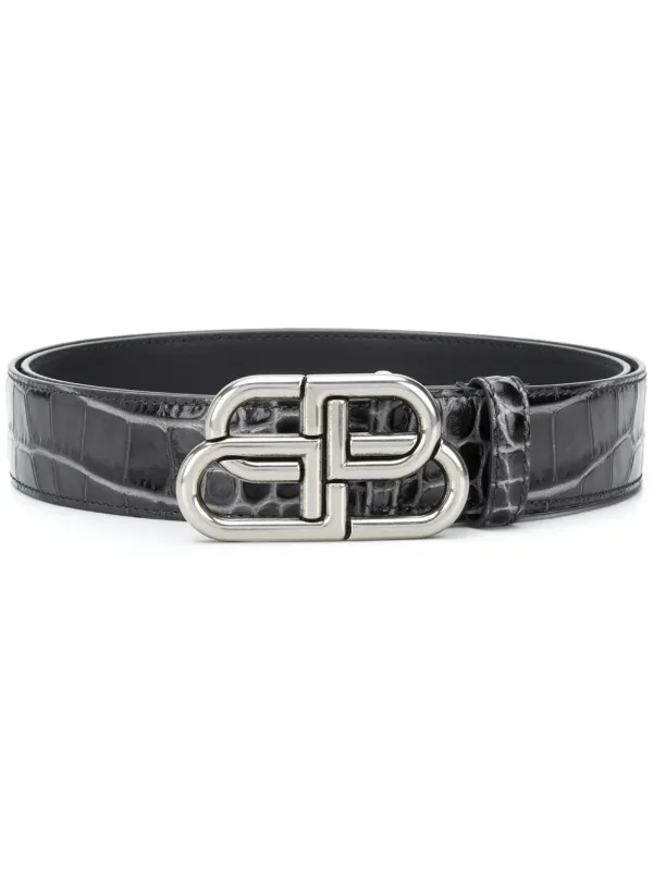 BB crocodile-embossed belt