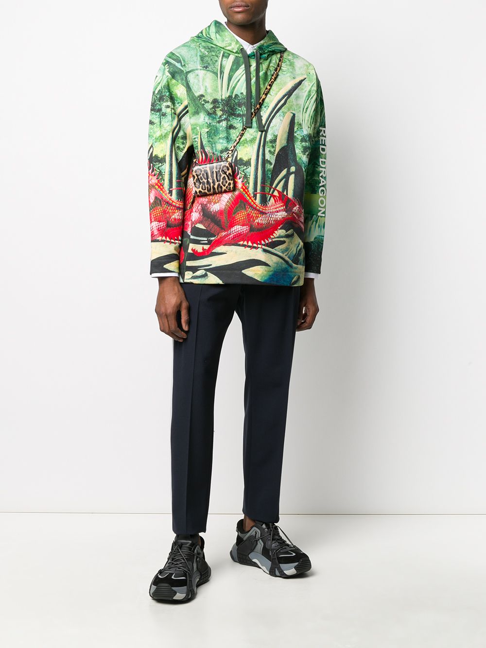 Shop Valentino Red Dragon print hoodie with Express Delivery - FARFETCH