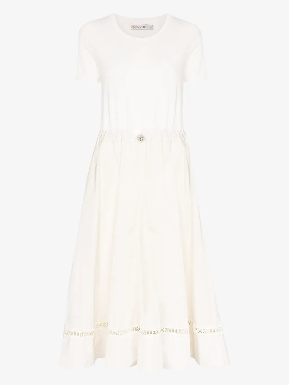 MONCLER LOGO MACRAMÉ MIDI DRESS,9I70100C902714774427