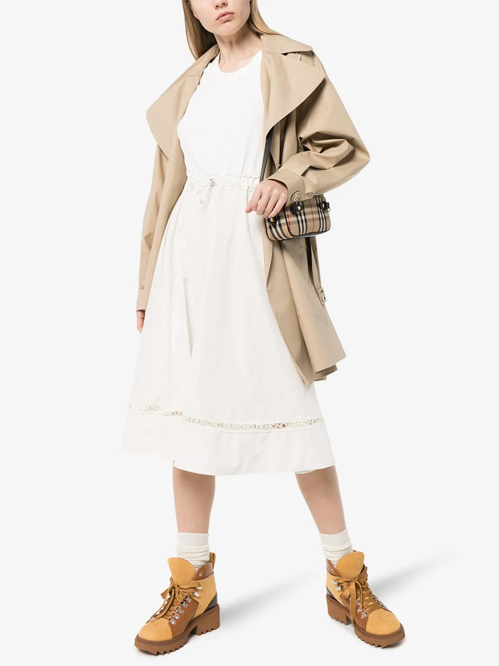 MONCLER LOGO MACRAMÉ MIDI DRESS,9I70100C902714774427