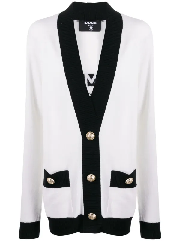 balmain white cardigan