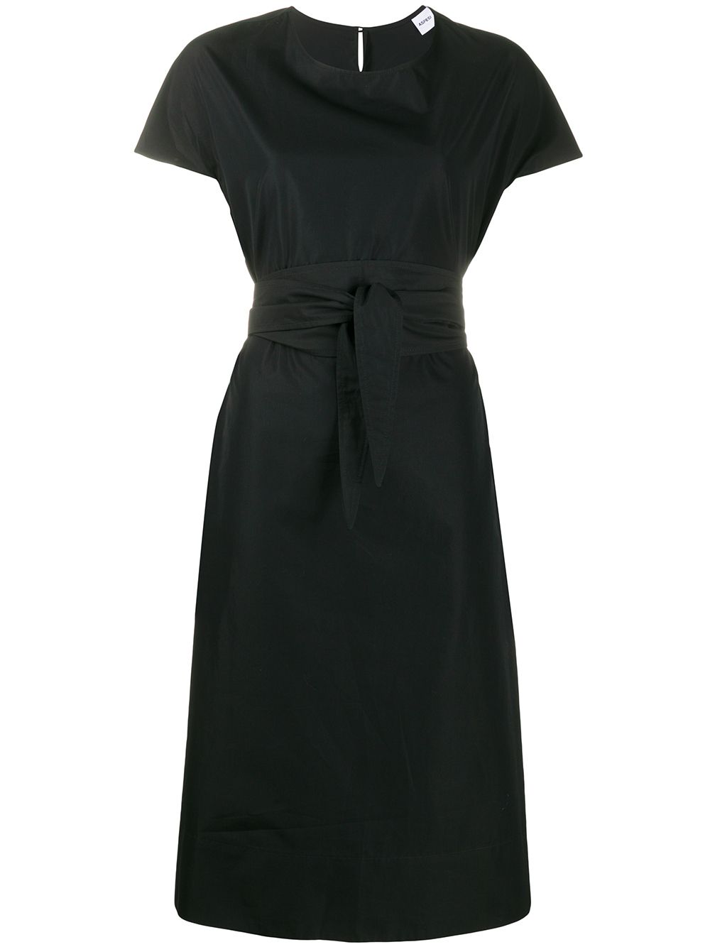 Aspesi Waistcoati Tie-waist Cotton Dress In Black