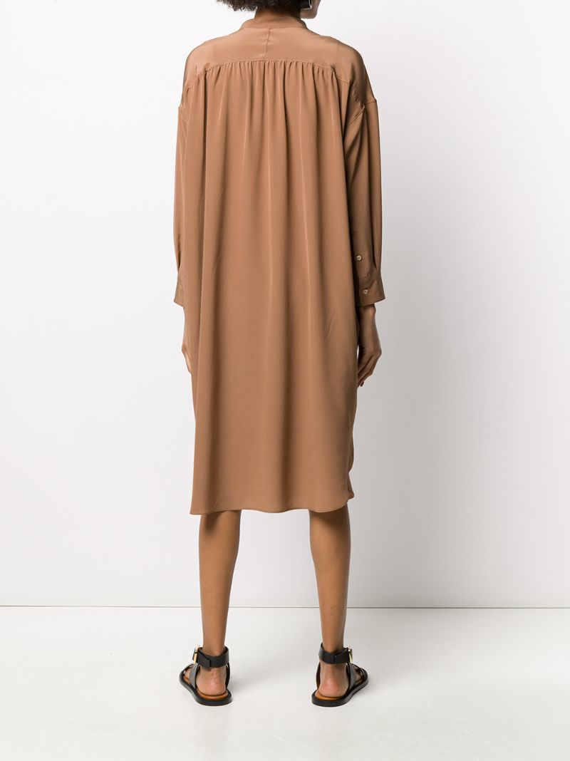 Shop Aspesi Silk Shirt Dress In Brown