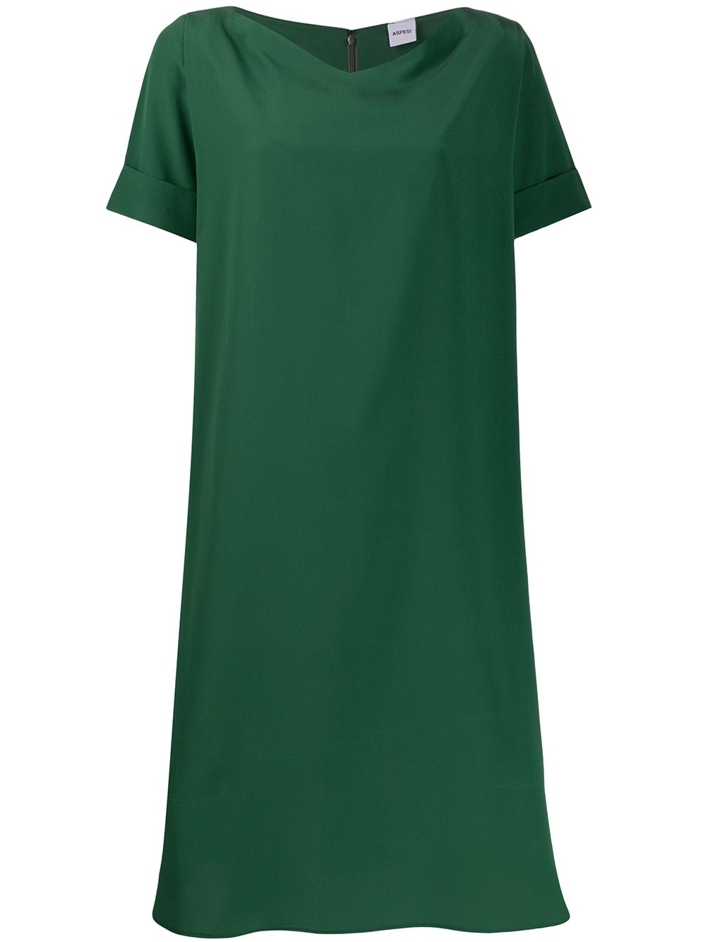 Aspesi Draped-neck Silk Dress In Green