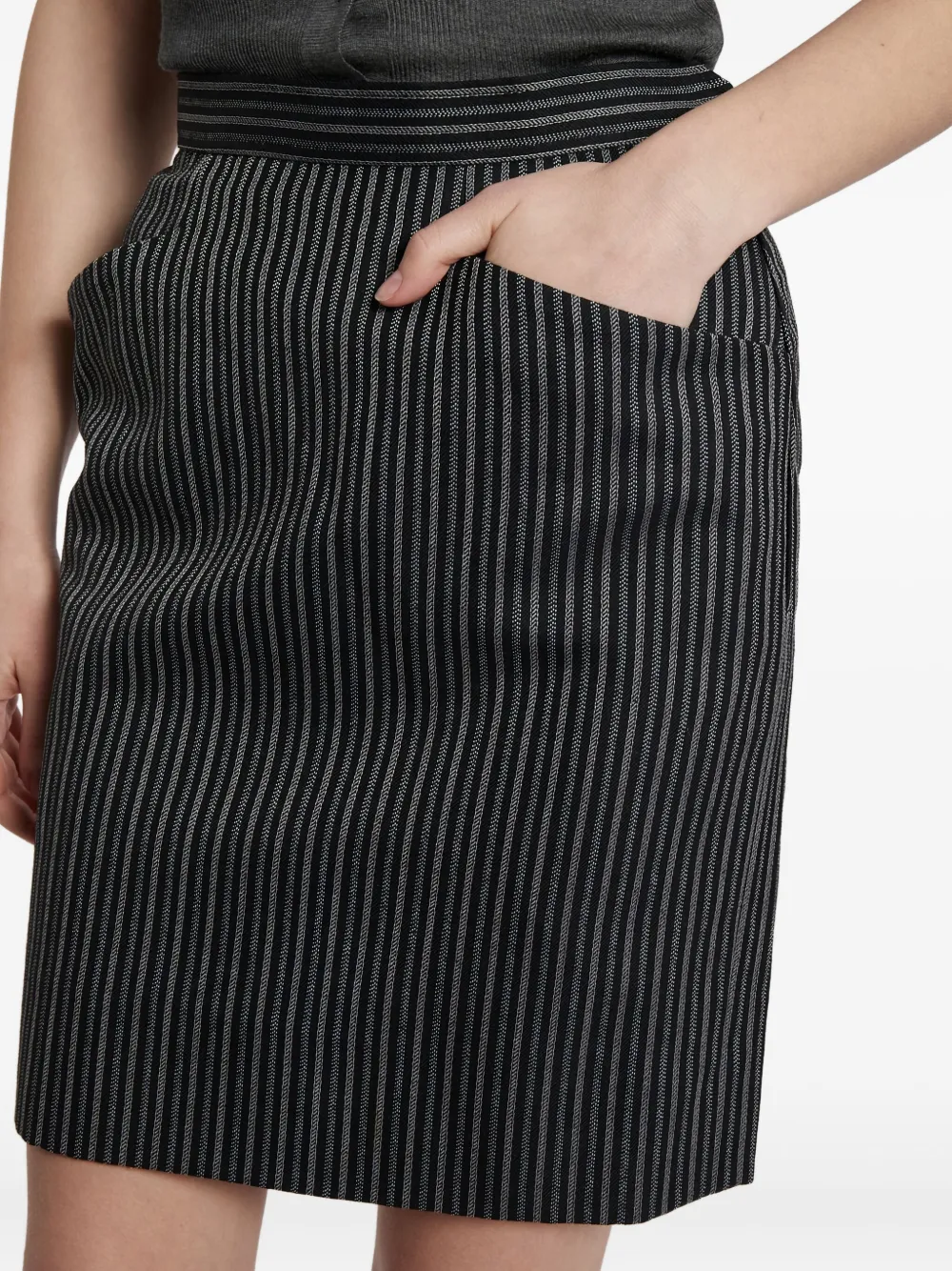 Pre-owned Saint Laurent Pinstriped Mini Skirt In Black
