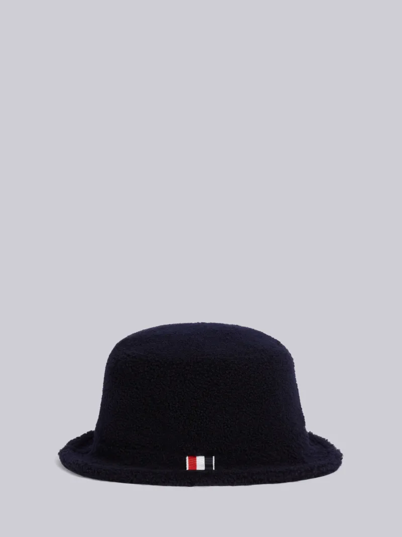 Navy Shearling Bucket Hat Thom Browne Official
