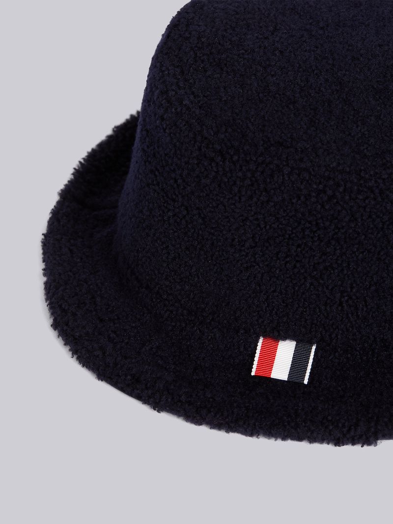 Navy Shearling Bucket Hat Thom Browne Official