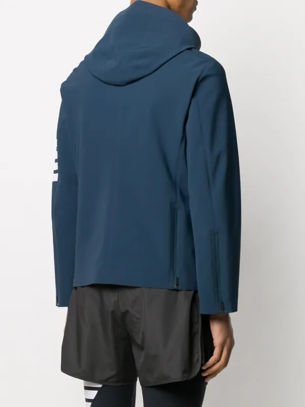 Thom Browne Lightweight Tech Hooded 4-Bar Jacket | Blue