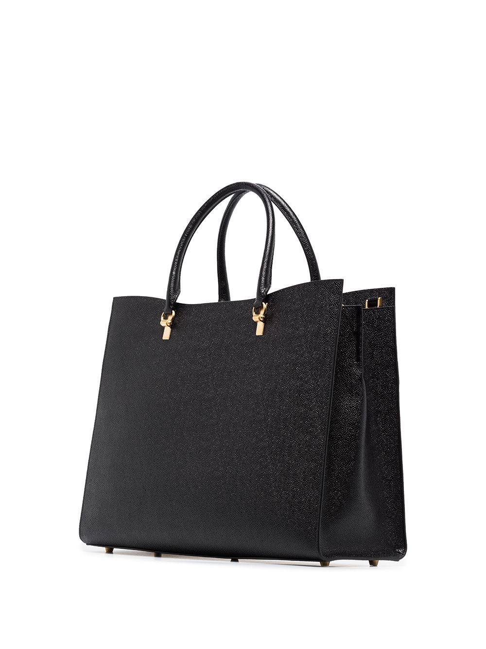  Thom Browne Large Pebbled Duet Tote - Black 