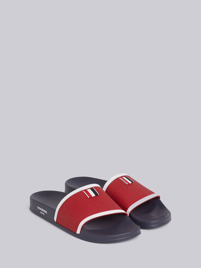 Tricolor Rubber Pool Slide Thom Browne Official