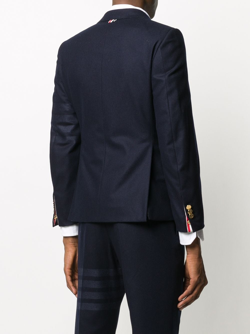 Shop Thom Browne Tonal 4-bar Flannel Blazer In Blue