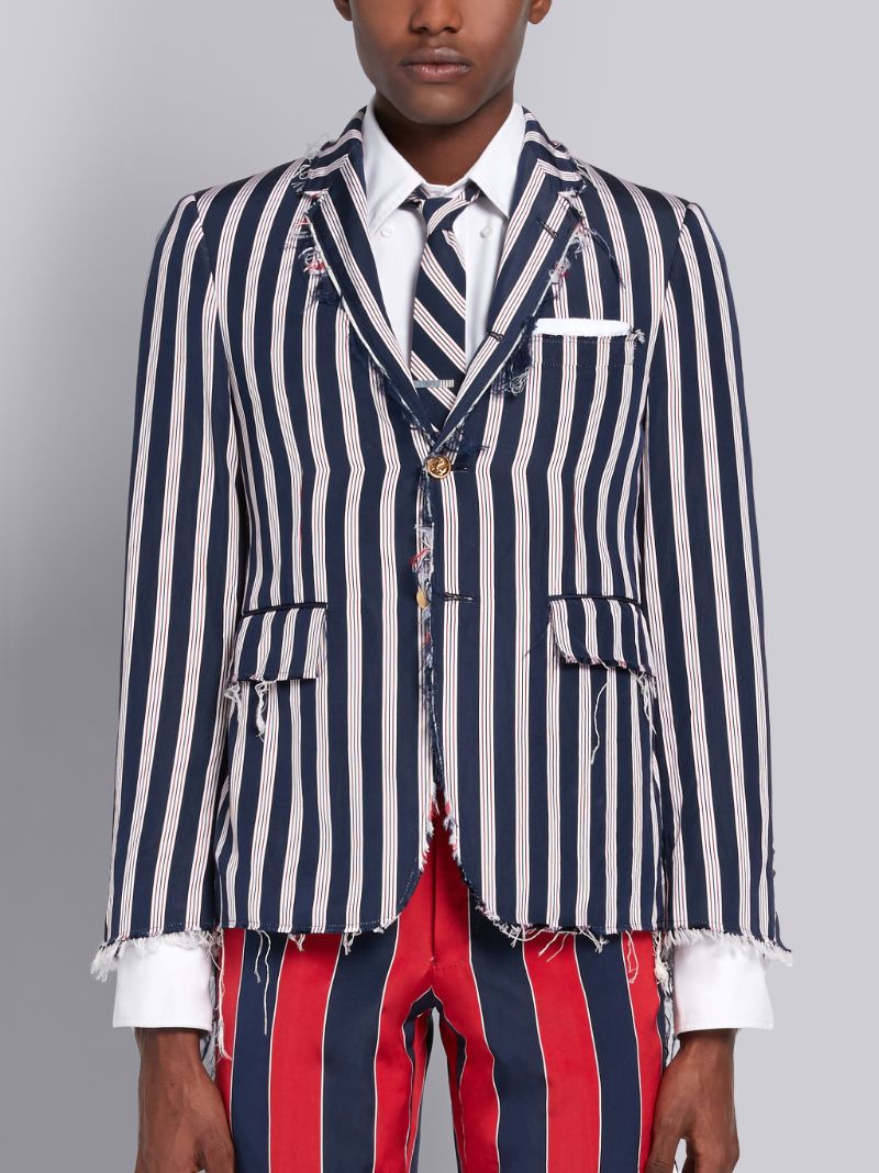 striped shirt with sport coat