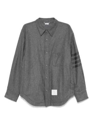 Thom Browne ミディアムグレー ウール スナップフロント 4BAR シャツ